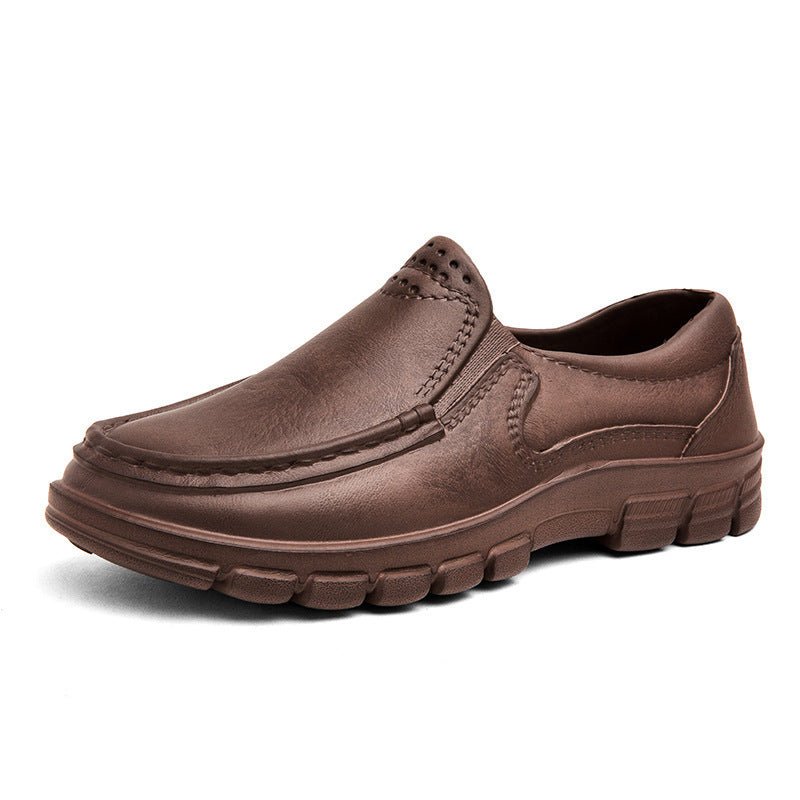 Lightweight Casual Leather Shoes for Men, Oil-Resistant and Slip-Resistant Chef Shoes Slip-On Driving Shoes, Garden Shoes, Fashionable - Outdoors & Sports Tinker Time