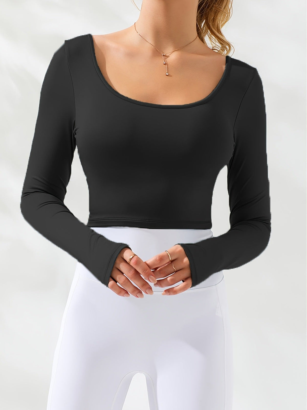 Long Sleeve Knit Crop Top for Women's Sports and Leisure Wear - Outdoors & Sports Tinker Time