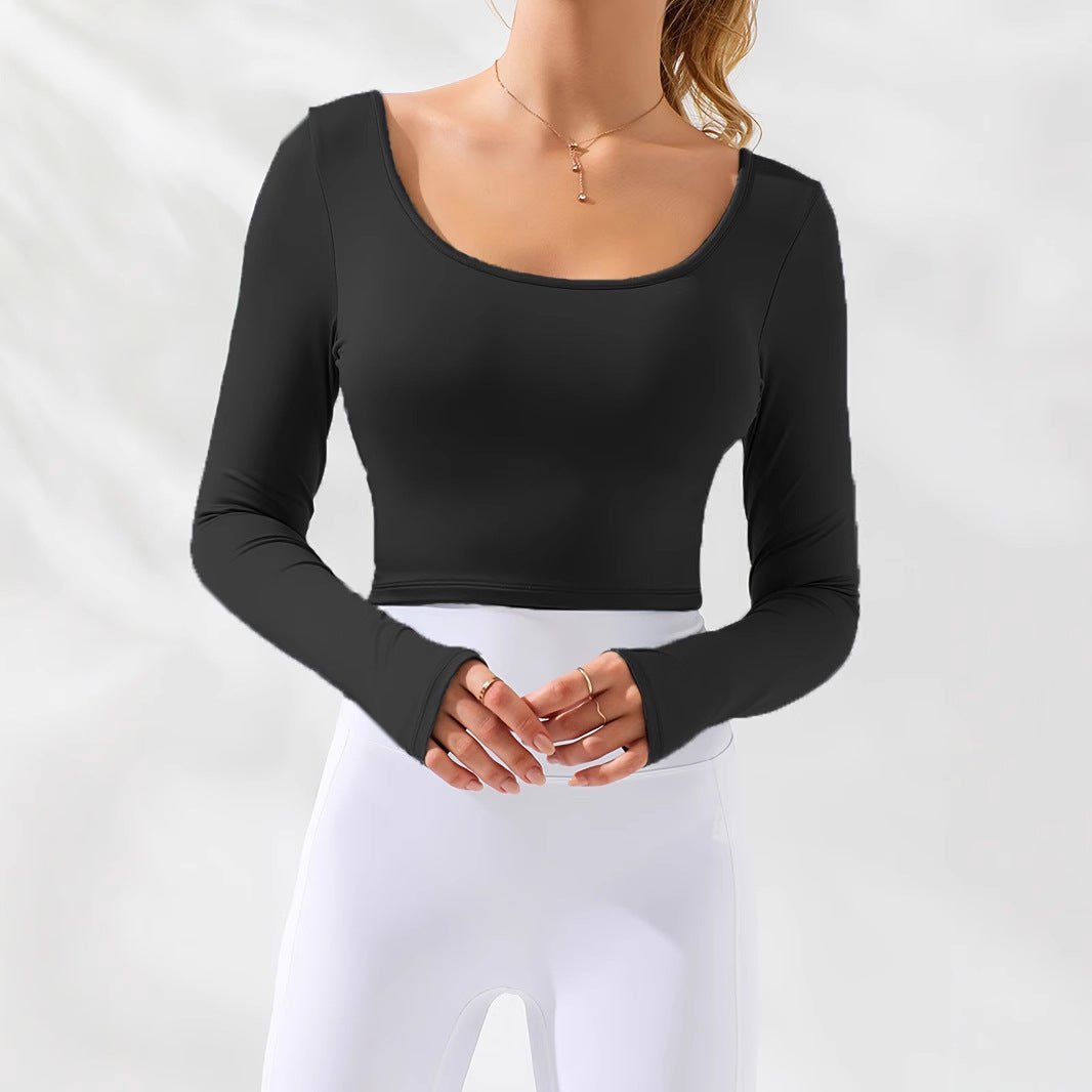 Long Sleeve Knit Crop Top for Women's Sports and Leisure Wear - Outdoors & Sports Tinker Time