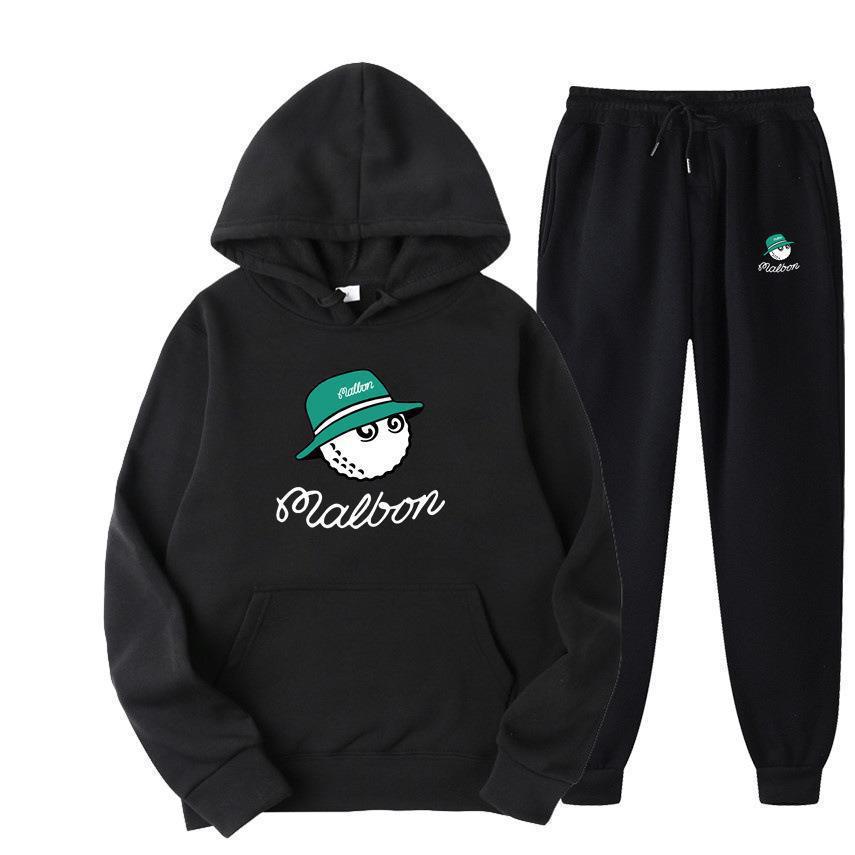 Men Golf Casual Sport Fleece Lined Hooded Sweatshirt Tracksuit Set - Outdoors & Sports Tinker Time