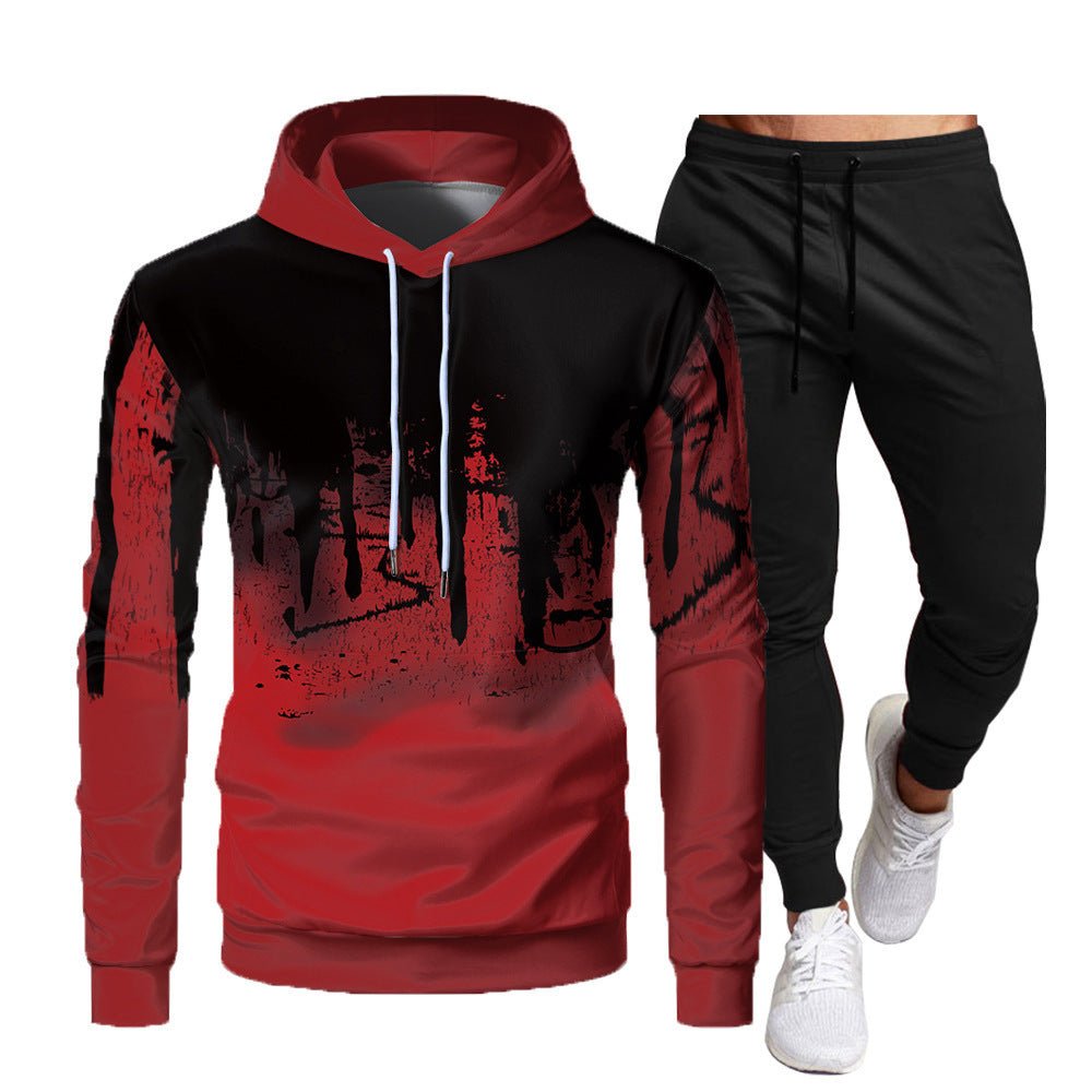 Men's Athletic Casual 2-Piece Set Hooded Sweatshirt and Long Pants - Outdoors & Sports Tinker Time