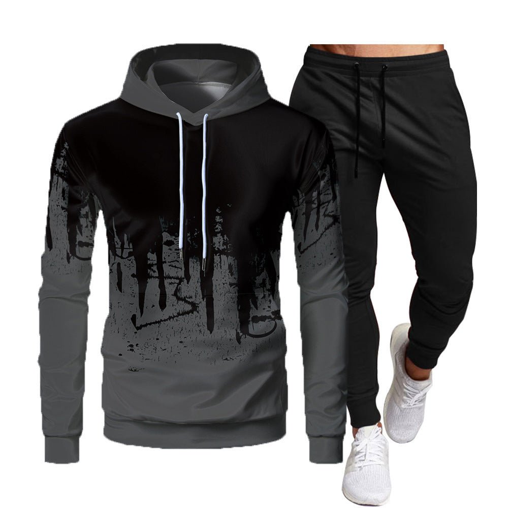 Men's Athletic Casual 2-Piece Set Hooded Sweatshirt and Long Pants - Outdoors & Sports Tinker Time