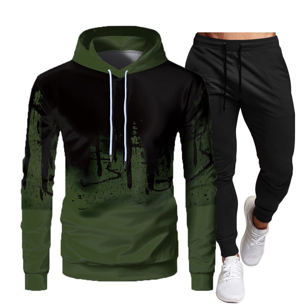 Men's Athletic Casual 2-Piece Set Hooded Sweatshirt and Long Pants - Outdoors & Sports Tinker Time