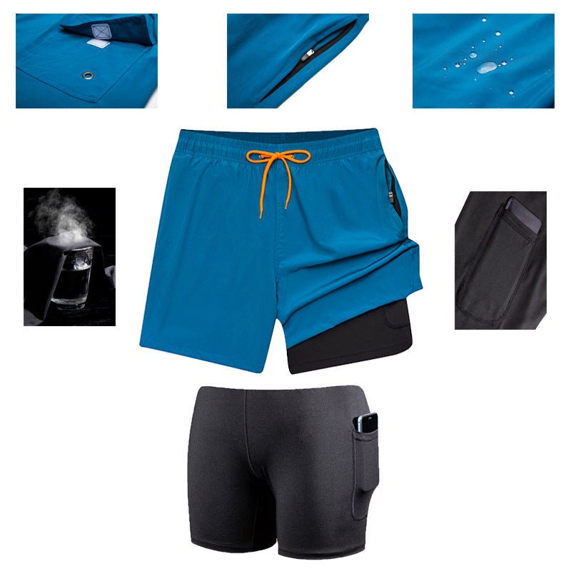 Mens Beach Pants, Zipper Pockets, 2 In 1 Swimming Pants, Mens Anti Embarrassment, Quick Drying, and Anti Splashing Solid Color Shorts - Outdoors & Sports Tinker Time