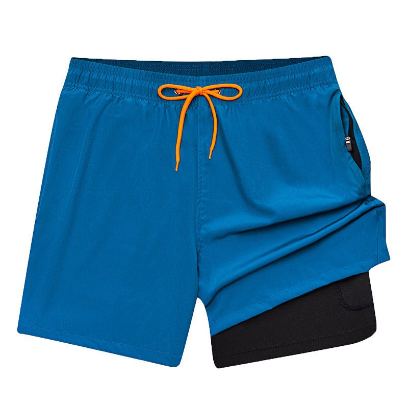 Mens Beach Pants, Zipper Pockets, 2 In 1 Swimming Pants, Mens Anti Embarrassment, Quick Drying, and Anti Splashing Solid Color Shorts - Outdoors & Sports Tinker Time
