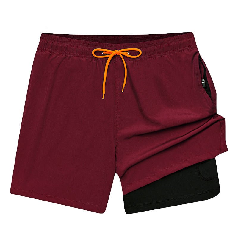 Mens Beach Pants, Zipper Pockets, 2 In 1 Swimming Pants, Mens Anti Embarrassment, Quick Drying, and Anti Splashing Solid Color Shorts - Outdoors & Sports Tinker Time