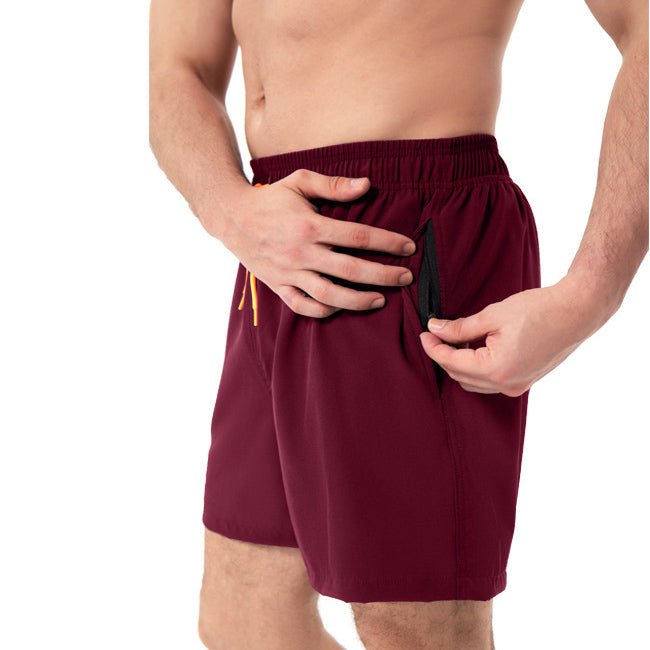 Mens Beach Pants, Zipper Pockets, 2 In 1 Swimming Pants, Mens Anti Embarrassment, Quick Drying, and Anti Splashing Solid Color Shorts - Outdoors & Sports Tinker Time