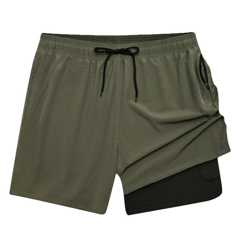 Mens Beach Pants, Zipper Pockets, 2 In 1 Swimming Pants, Mens Anti Embarrassment, Quick Drying, and Anti Splashing Solid Color Shorts - Outdoors & Sports Tinker Time