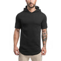 Mens Bodybuilding Hoodies Men Gyms Hooded Short Sleeve Fitness Clothing Muscle T Shirt Slim Solid Cotton Pullover Sweatshirt - Outdoors & Sports Tinker Time