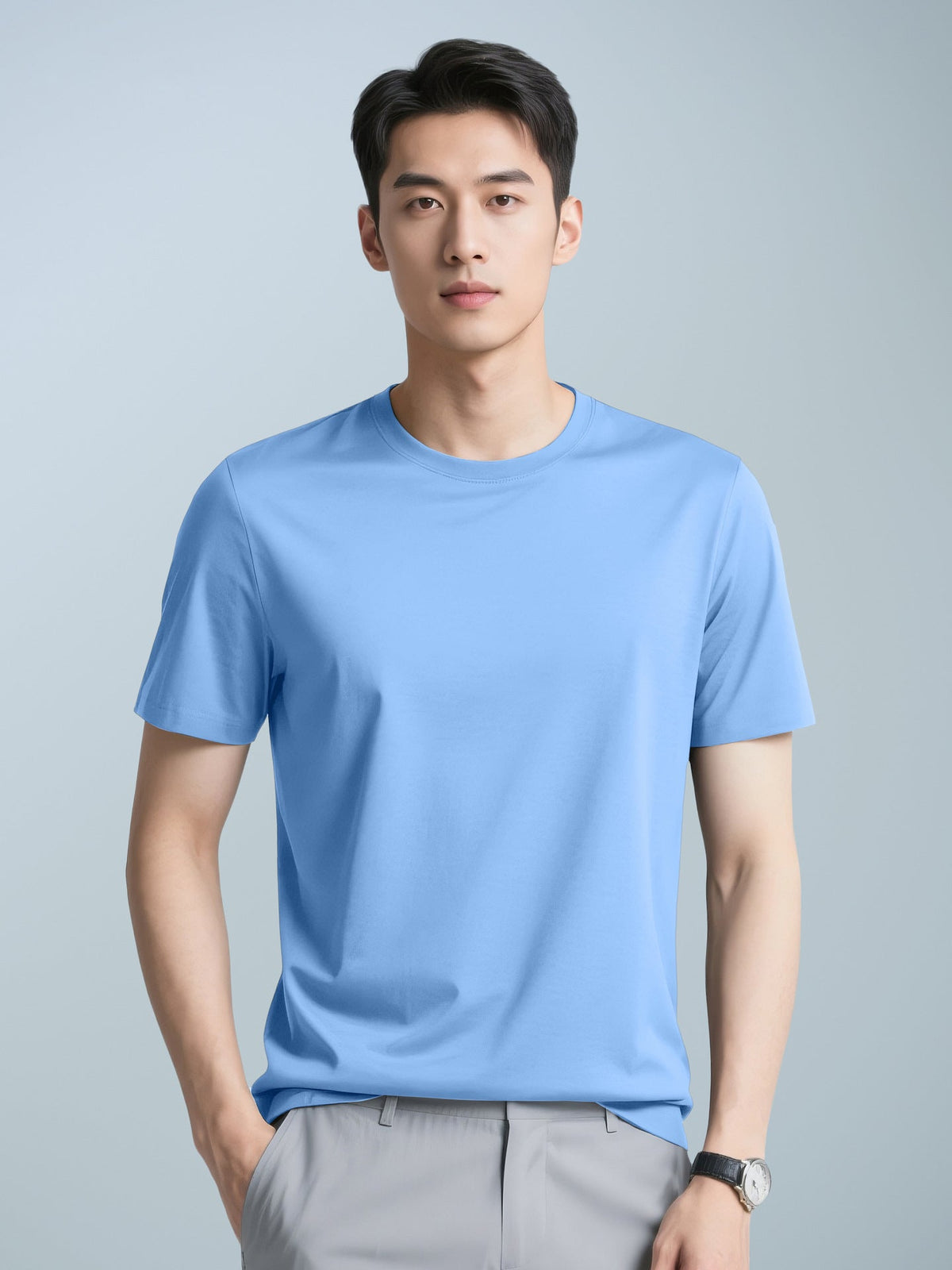 Men's Casual Solid Color Short Sleeve Crew Neck T-Shirt - Outdoors & Sports Tinker Time