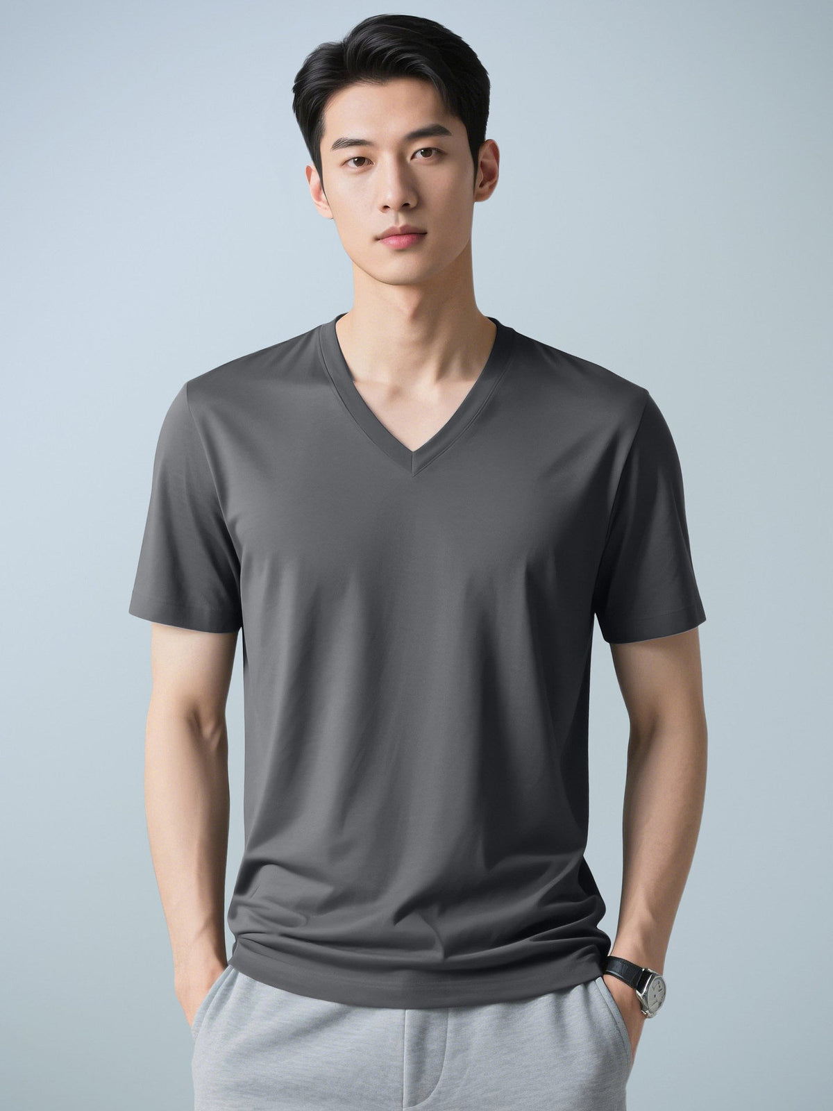 Men's Casual Solid Color Short Sleeve Crew Neck T-Shirt - Outdoors & Sports Tinker Time