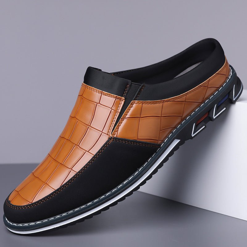 Men's Half-Slipper Leather Shoes Back Strap Slippers Big Size Toe-Covered Slippers - Outdoors & Sports Tinker Time