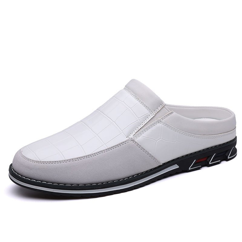 Men's Half-Slipper Leather Shoes Back Strap Slippers Big Size Toe-Covered Slippers - Outdoors & Sports Tinker Time