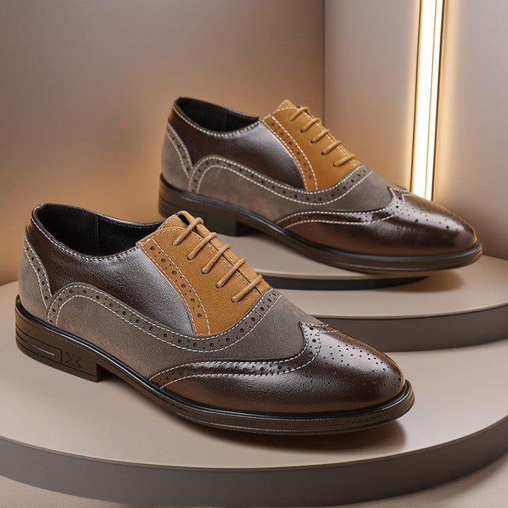 Men's Leather Shoes Breathable Color-Block Large Size Shoes - Outdoors & Sports Tinker Time