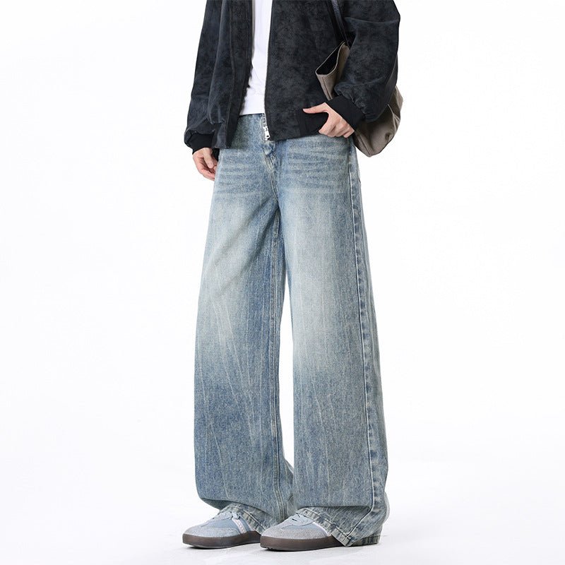 Men's Loose Straight Leg Floor Length Jeans Casual Pants with Belt Loops - Outdoors & Sports Tinker Time