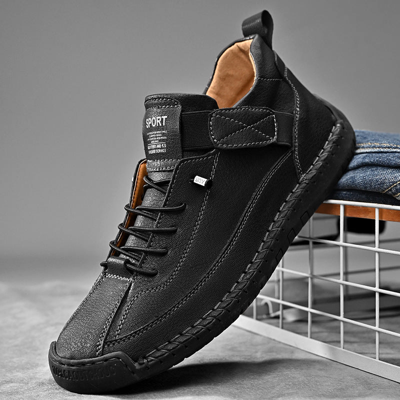 Men's mid top Martin boots outdoor casual workwear stitched men's shoes - Outdoors & Sports Tinker Time