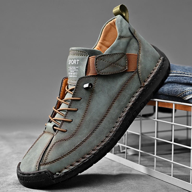 Men's mid top Martin boots outdoor casual workwear stitched men's shoes - Outdoors & Sports Tinker Time