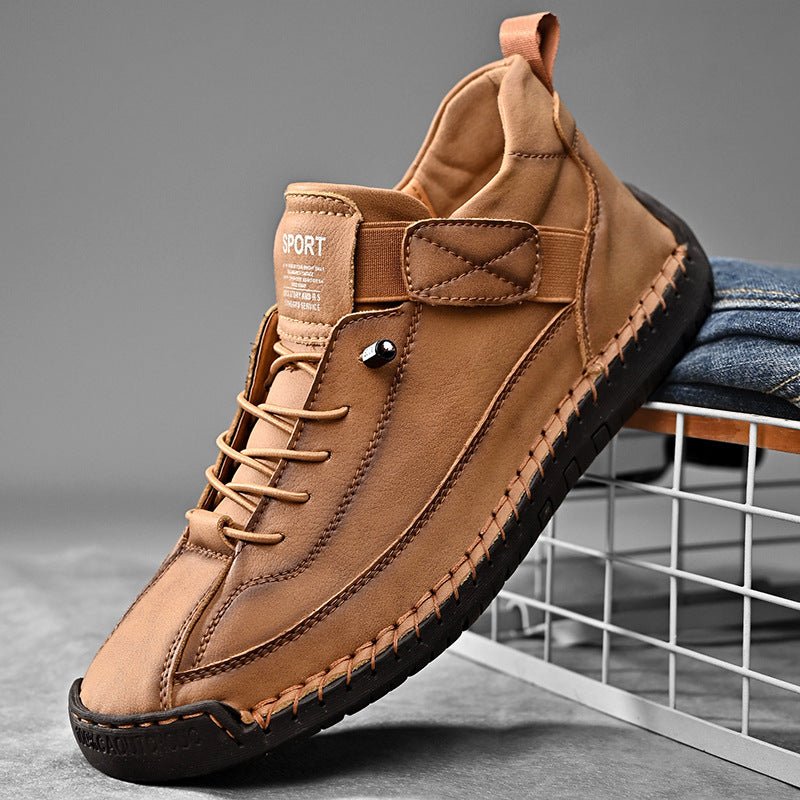 Men's mid top Martin boots outdoor casual workwear stitched men's shoes - Outdoors & Sports Tinker Time