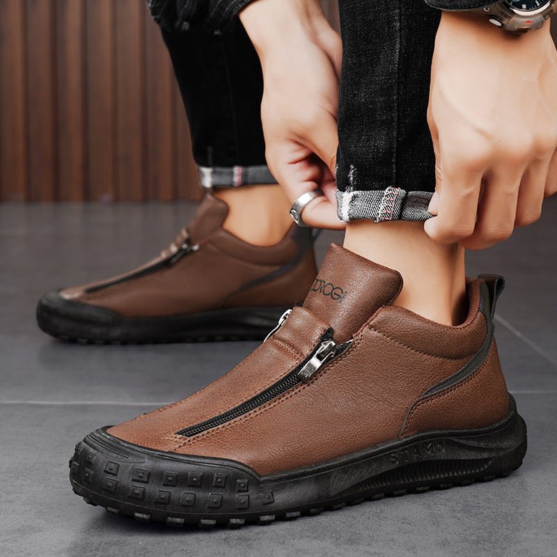 Men's shoes sports and casual shoes zippers low top board shoes with one foot kick - Outdoors & Sports Tinker Time