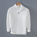Men's Thickened Coarse Knit Mock Neck Zipper Loose Pullover Sweater - Outdoors & Sports Tinker Time