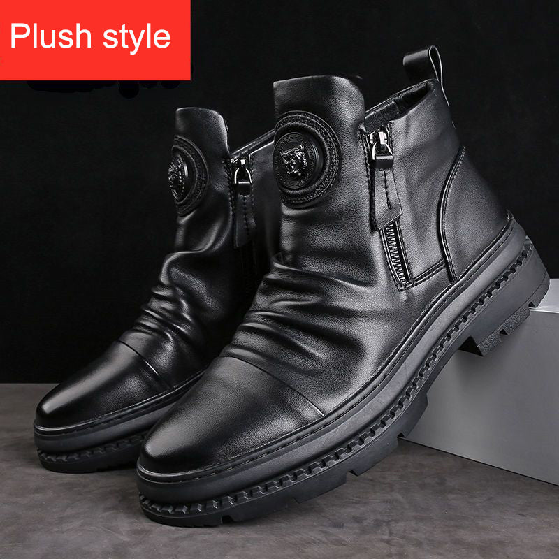 Men's versatile zipper shoes Korean version Martin boots men's casual shoes - Outdoors & Sports Tinker Time