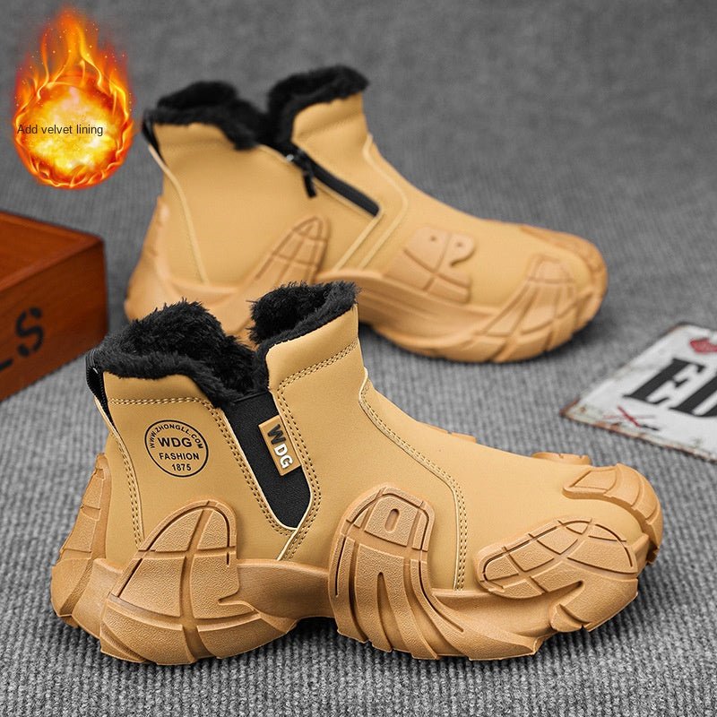Men's waterproof and anti slip labor protection Martin boots with plush cotton shoes - Outdoors & Sports Tinker Time