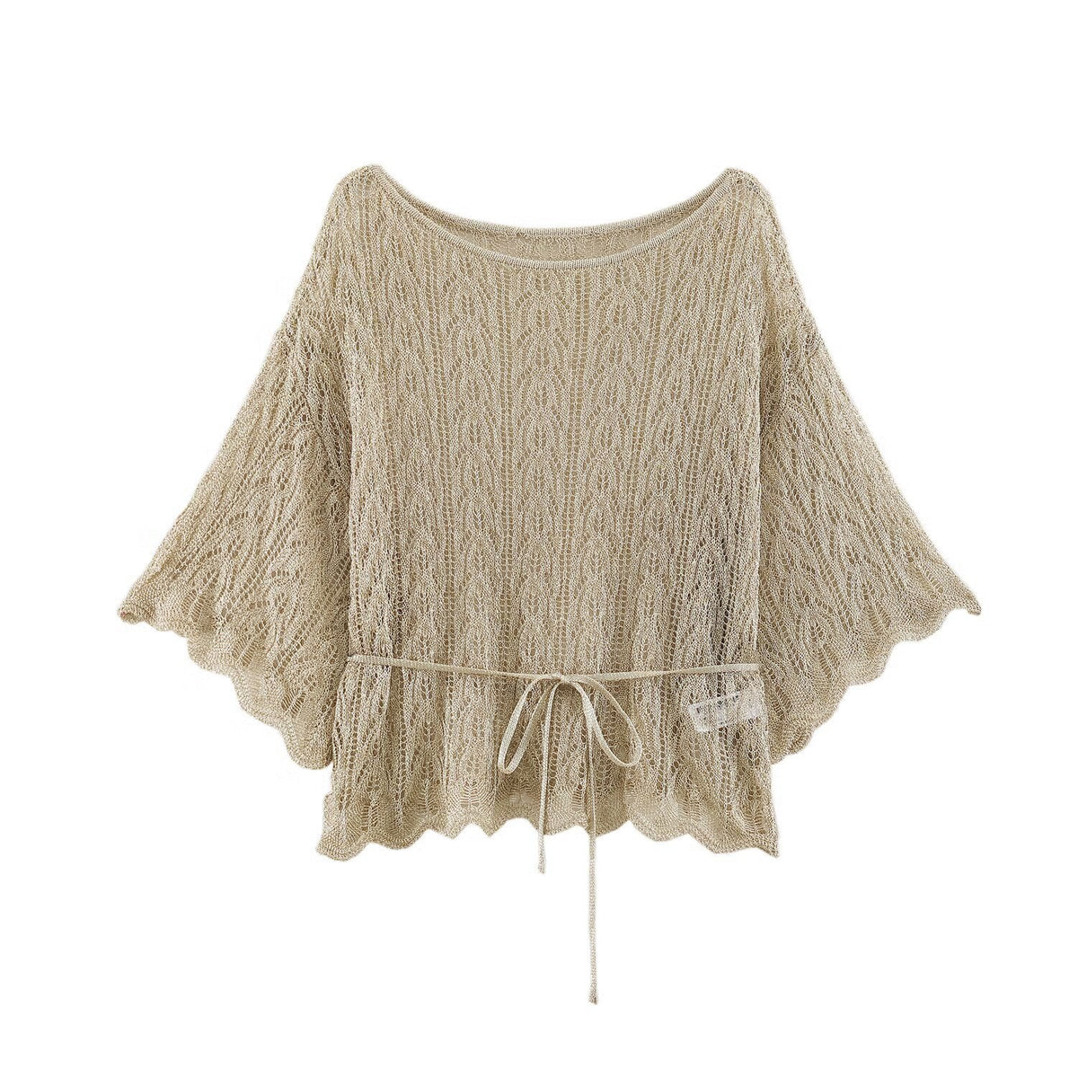 Metallic thread with belt knitted sweater top for women - Outdoors & Sports Tinker Time