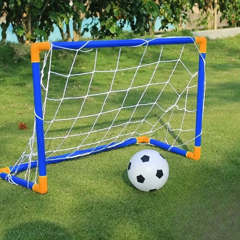 Mini foldable plastic soccer set, detachable posts, high-strength, indoor/outdoor, kids' bday gift - Outdoors & Sports Tinker Time
