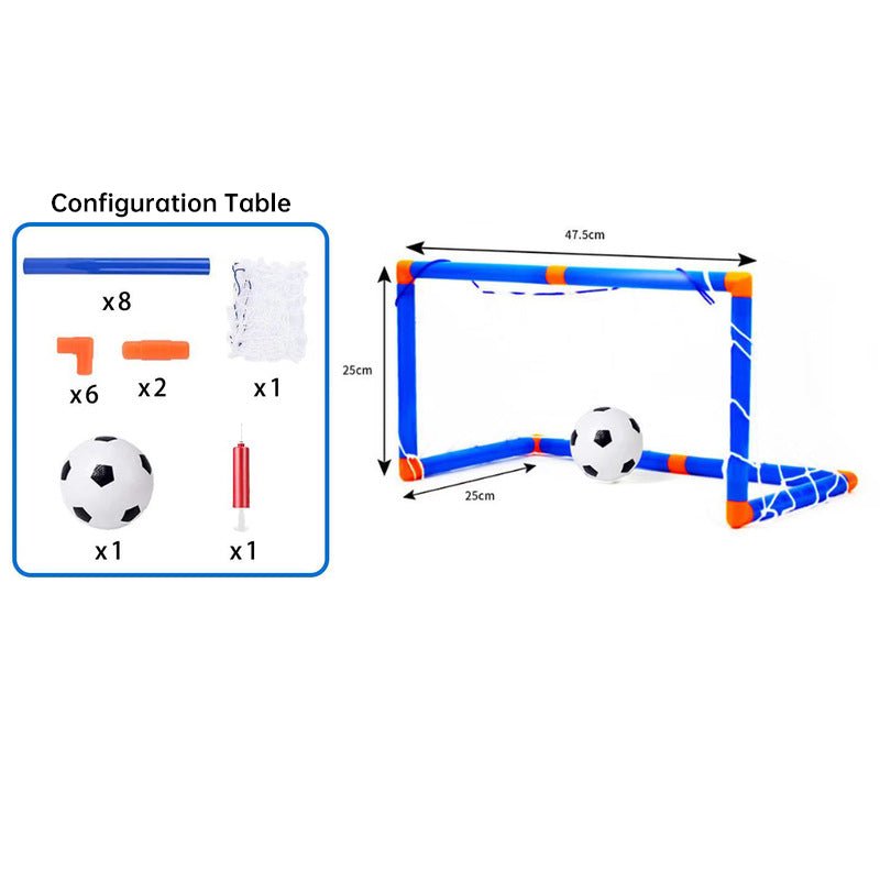 Mini foldable plastic soccer set, detachable posts, high-strength, indoor/outdoor, kids' bday gift - Outdoors & Sports Tinker Time