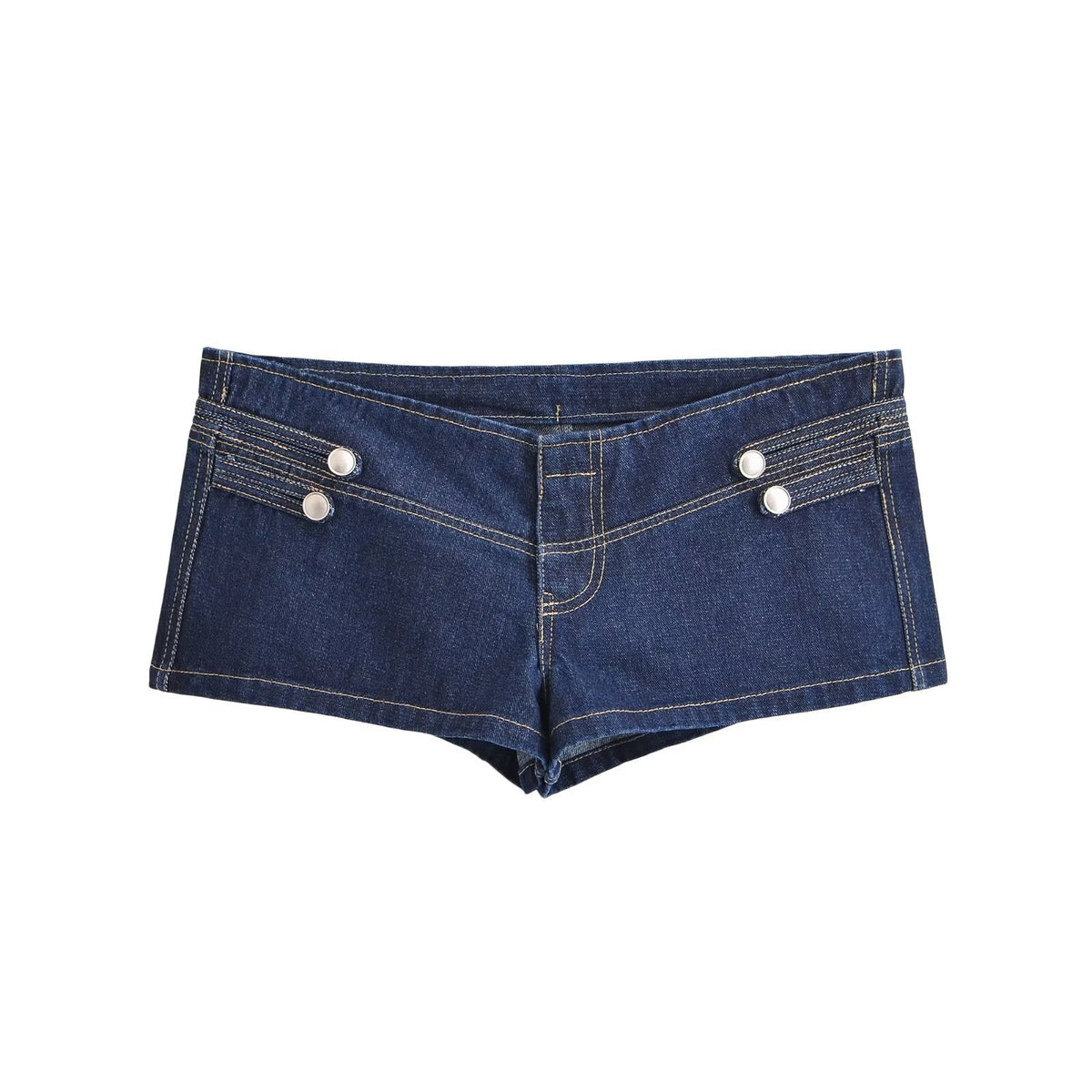 Multi row metal buckle denim jacket+shorts two-piece set for women - Outdoors & Sports Tinker Time