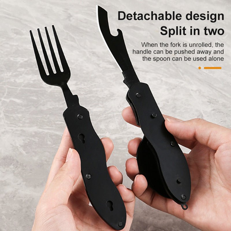 Multifunctional camping tableware stainless steel knife fork spoon, outdoor portable survival eating tools - Outdoors & Sports Tinker Time