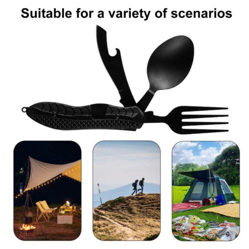 Multifunctional camping tableware stainless steel knife fork spoon, outdoor portable survival eating tools - Outdoors & Sports Tinker Time