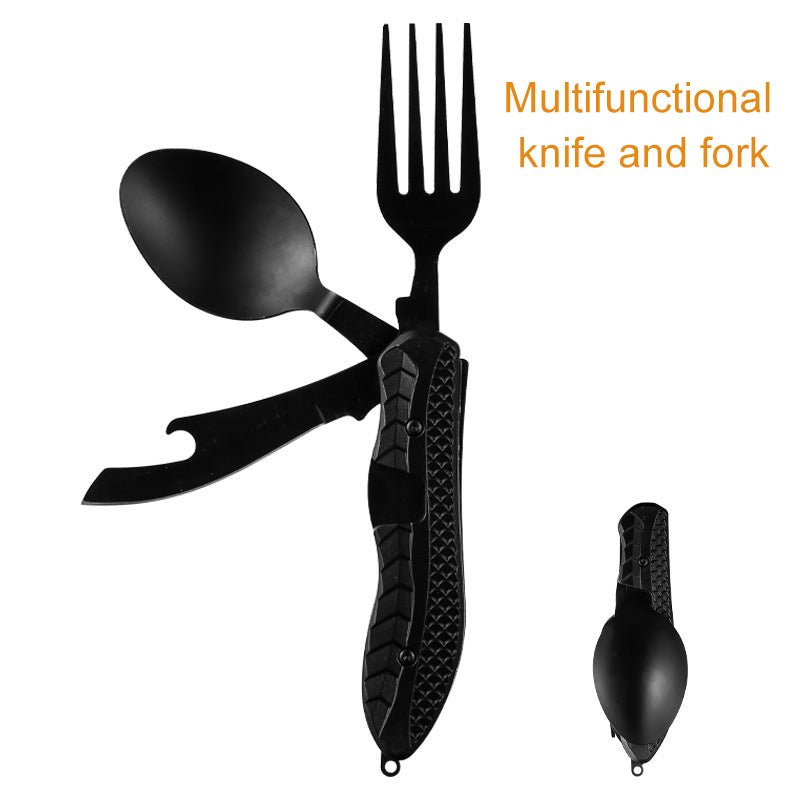 Multifunctional camping tableware stainless steel knife fork spoon, outdoor portable survival eating tools - Outdoors & Sports Tinker Time