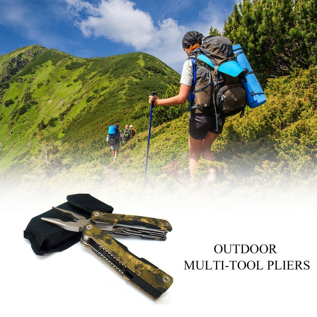 NEW EDC Pocket Multi-Tool Pliers Key Ring with Multi Knife & Hook & Saw Blade Folding Camping Outdoor Survival Multitools Plier - Outdoors & Sports Tinker Time