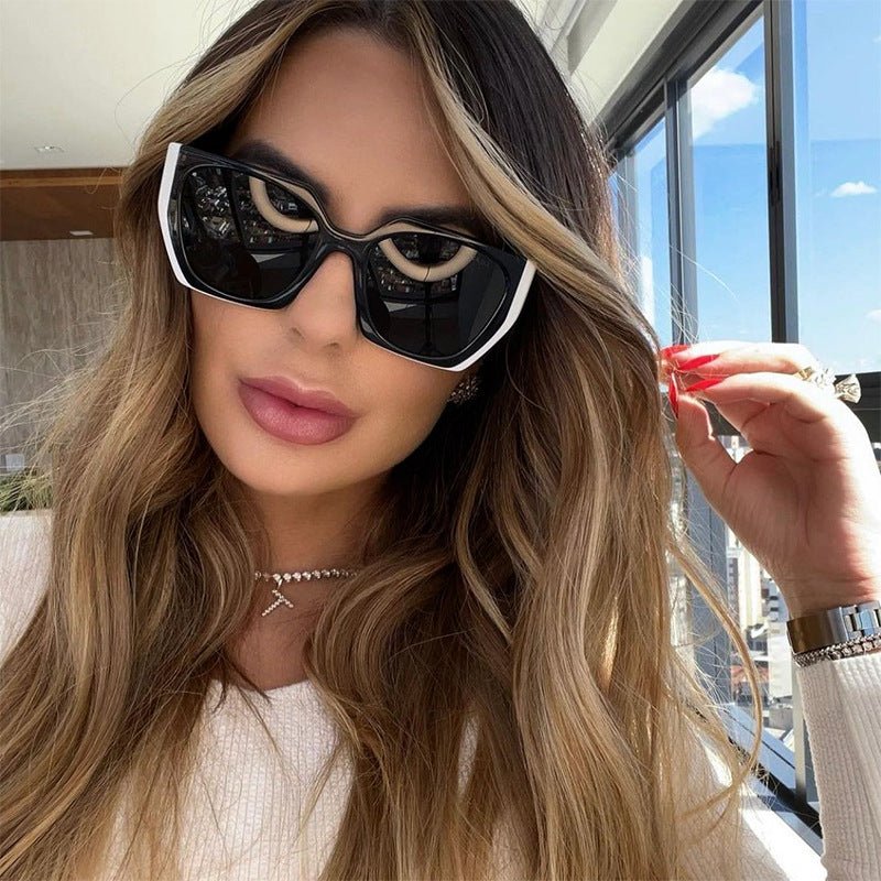 New Fashion Cat-eye Wide Temple Sunglasses for Women, High-end Ins Style, Full-frame UV Protection Sun Glasses - Outdoors & Sports Tinker Time