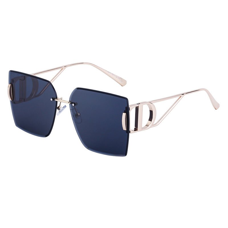 New Fashion Sunglasses Style Diamond-Cut Rimless Sunglasses for Women, Hollow Temple Design, Oversized Frame Women's Eyewear - Outdoors & Sports Tinker Time