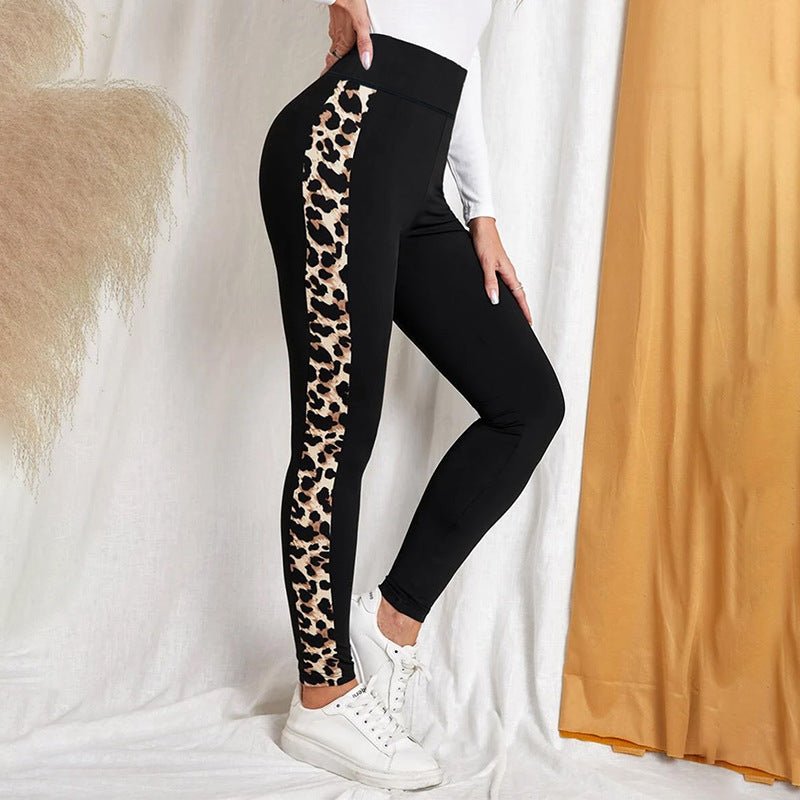 New Leopard Print Comfortable Casual Yoga Pants for Women, High Waist, Butt Lifting, Stretchy Long Pants - Outdoors & Sports Tinker Time