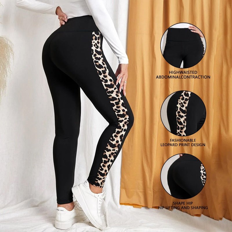 New Leopard Print Comfortable Casual Yoga Pants for Women, High Waist, Butt Lifting, Stretchy Long Pants - Outdoors & Sports Tinker Time