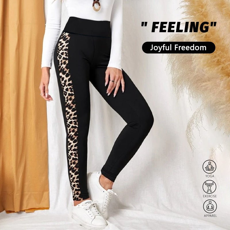 New Leopard Print Comfortable Casual Yoga Pants for Women, High Waist, Butt Lifting, Stretchy Long Pants - Outdoors & Sports Tinker Time