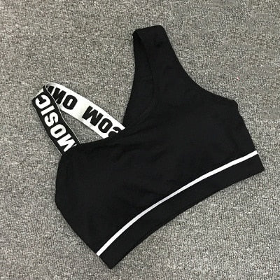 New Letter Cut Out Sports Bra Women Fitness Yoga Push up Gym Padded Sports Top Athletic Sexy Workout Running Clothing P165 - Outdoors & Sports Tinker Time