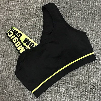 New Letter Cut Out Sports Bra Women Fitness Yoga Push up Gym Padded Sports Top Athletic Sexy Workout Running Clothing P165 - Outdoors & Sports Tinker Time