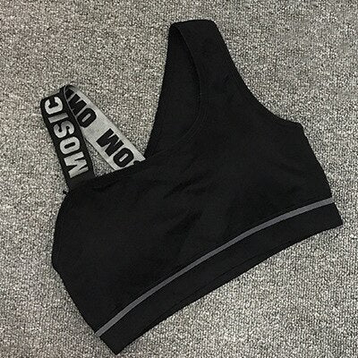 New Letter Cut Out Sports Bra Women Fitness Yoga Push up Gym Padded Sports Top Athletic Sexy Workout Running Clothing P165 - Outdoors & Sports Tinker Time