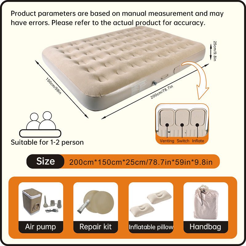 One-Touch Self-Inflating Air Mattress with Built-in Pump – Portable, Moisture-Resistant Camping & Travel Air Bed - Outdoors & Sports Tinker Time
