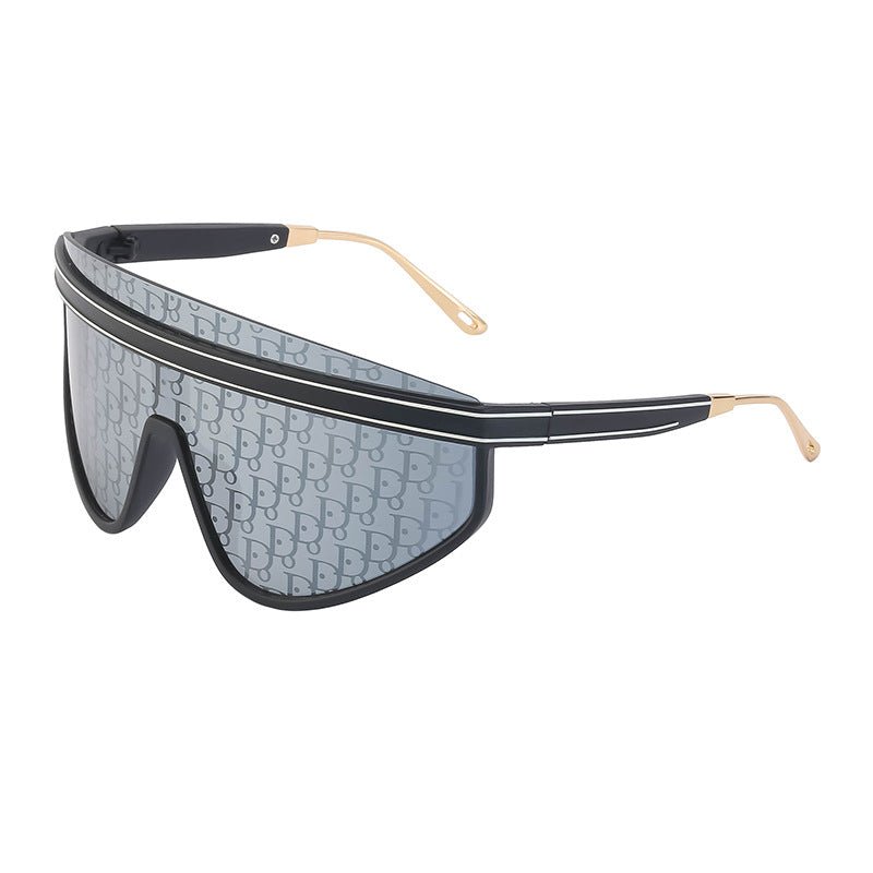 Personalized Large Frame One-Piece Lens Sunscreen Sunglasses For Women High Sense Windproof Ins Sunglasses - Outdoors & Sports Tinker Time