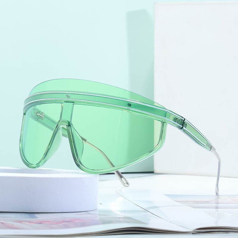 Personalized Large Frame One-Piece Lens Sunscreen Sunglasses For Women High Sense Windproof Ins Sunglasses - Outdoors & Sports Tinker Time