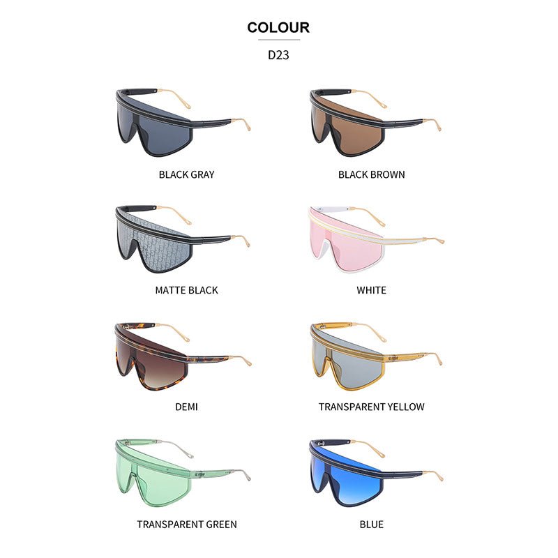 Personalized Large Frame One-Piece Lens Sunscreen Sunglasses For Women High Sense Windproof Ins Sunglasses - Outdoors & Sports Tinker Time