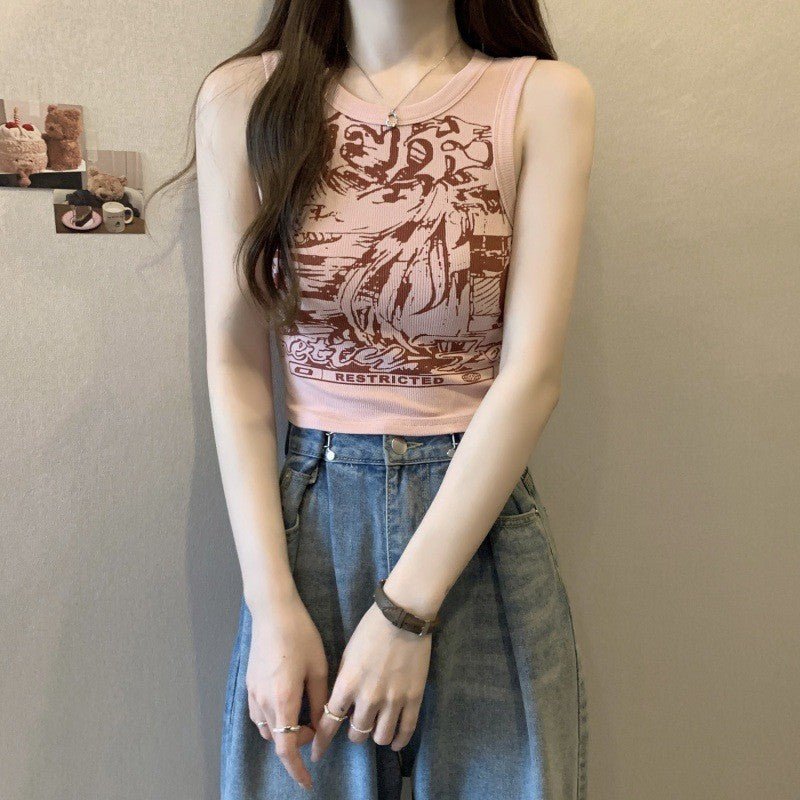 Pink Camisole Top for Women, Summer, Wide Strap, Sleeveless, Short Length Fitted Covers Side Breasts - Outdoors & Sports Tinker Time
