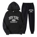Plus Size Fleece Lined Long Sleeve Pullover Hoodie and Sweatpants Set - Outdoors & Sports Tinker Time