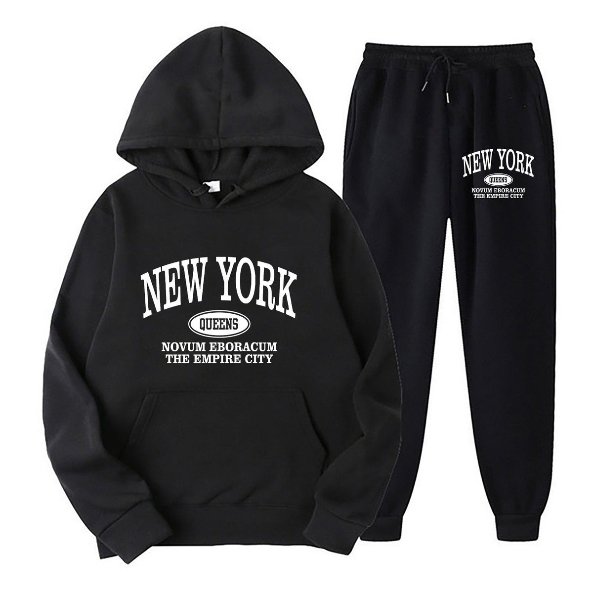 Plus Size Fleece Lined Long Sleeve Pullover Hoodie and Sweatpants Set - Outdoors & Sports Tinker Time