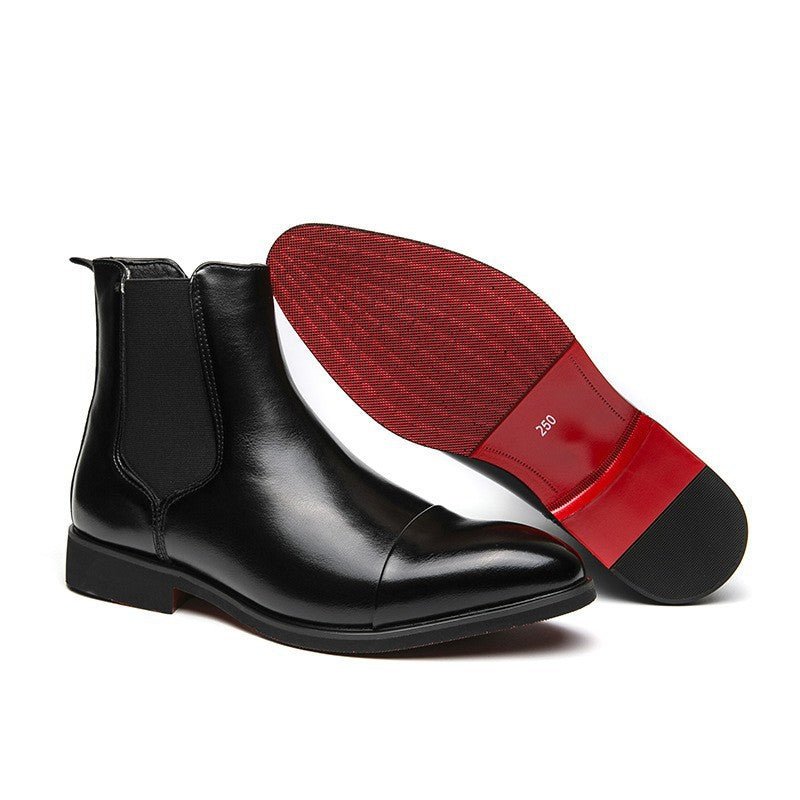Pointed toe men's boots high top leather shoes red soles Martin boots British casual - Outdoors & Sports Tinker Time